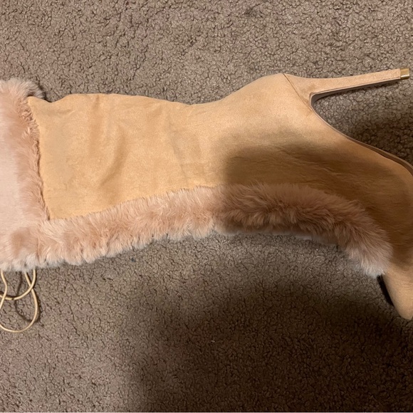 Tan lace up 4inch heel boot - Picture 2 of 5